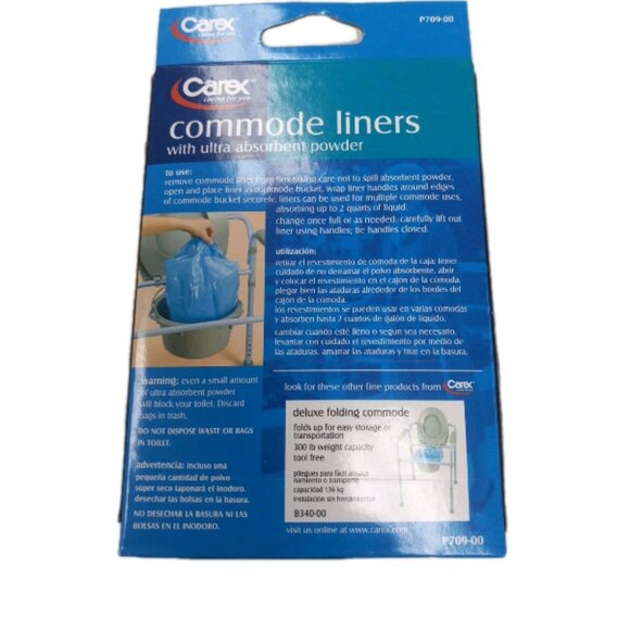 (LOT OF 2) Carex Commode Blue Liners Ultra Disposable Absorbent Powder New - Picture 2 of 7